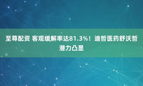 至尊配资 客观缓解率达81.3%！迪哲医药舒沃哲潜力凸显